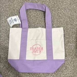 Trader Joe's Cream and Lavender Canvas Tote